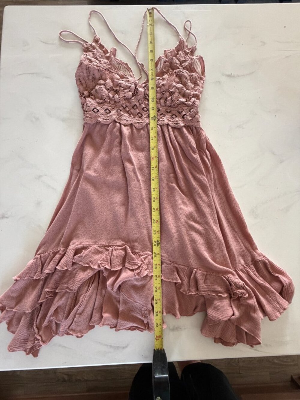 Free People Adella Slip Dress Mauve Pink Lace Boho Mini Dress Size M - Picture 4 of 16
